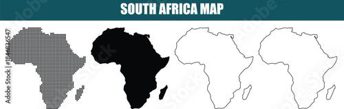 South Africa Map Outlines Isolated on White Background