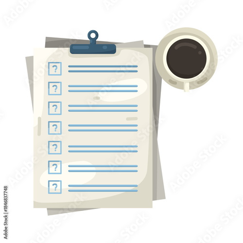 Illustration of Coffee Cup and Checklist 