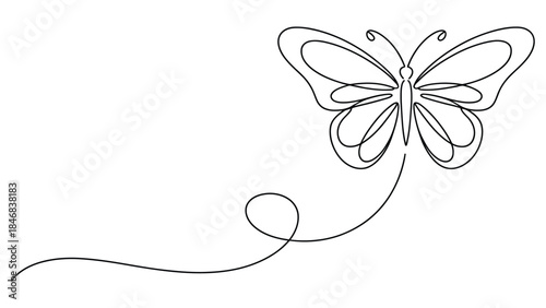 minimal continuous line butterfly illustration symbolizing freedom, nature beauty, transformation and elegant simplicity concept