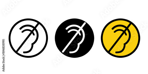 Deafness set icon isolated on white background.