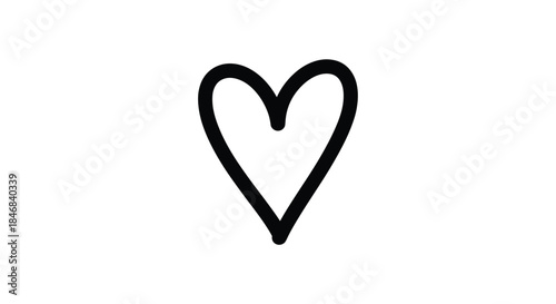 Simple hand-drawn heart icon in a bold black outline style perfect for expressing love and romance in minimalist vector designs.