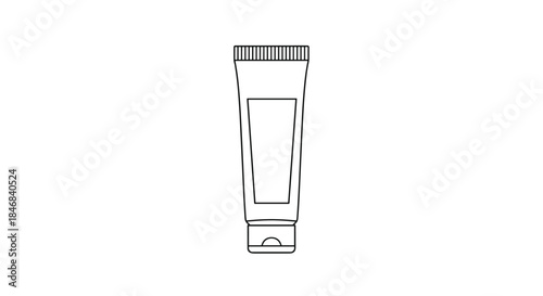 Simple black and white line art icon of a cosmetic tube for cream lotion or toothpaste packaging mockups.