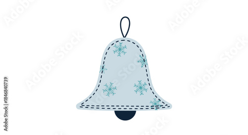 Cute blue fabric Christmas bell ornament decorated with a snowflake pattern and stitched details for holiday decor.