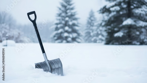 a shovel buried in the snow