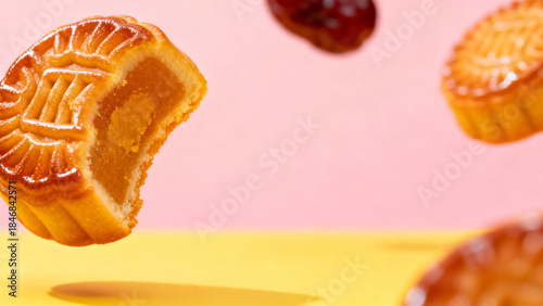 Traditional Chinese Mooncakes with Red Dates for Mid-Autumn Festival