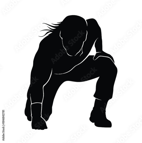 The Defender's Silhouette: A stark black silhouette of a determined figure, poised in a powerful stance, evoking strength and unwavering resolve. 