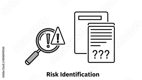 Risk identification concept with magnifying glass and documents
