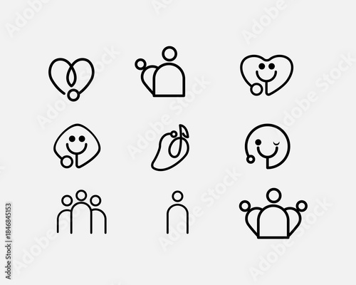Family health vector icon set