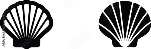 Minimal black and white seashell silhouette icons