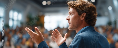 Wallpaper Mural Business presentation by speaker in conference hall engaging audience with insights Torontodigital.ca