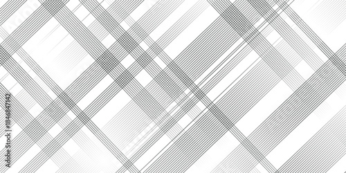 Abstract black and white gradient stripe diagonal curves thin overlap line. vector abstraction line transparent wavy fabric web geometric pattern technology texture design.