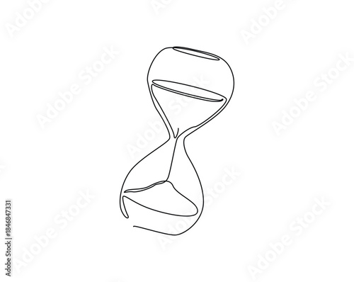One continuous line drawing of hourglass timer. Sand glass timer tractor outline drawing illustration.