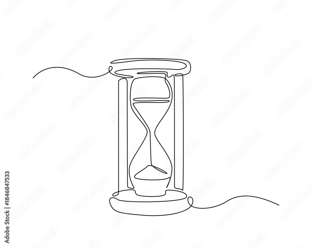 custom made wallpaper toronto digitalOne continuous line drawing of hourglass timer. Sand glass timer tractor outline drawing illustration.