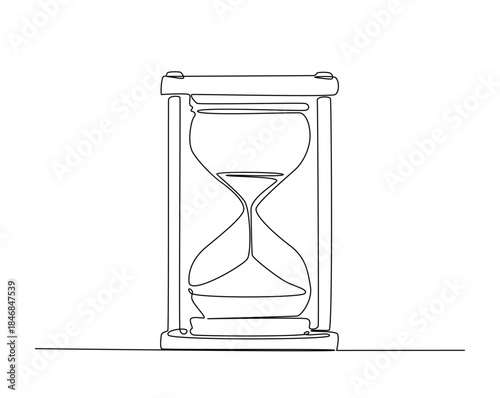 One continuous line drawing of hourglass timer. Sand glass timer tractor outline drawing illustration.