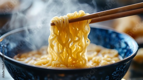Smoke rises above a plate of appetising noodles, which is perfect as an atmospheric backdrop for food blogs or restaurant menus.