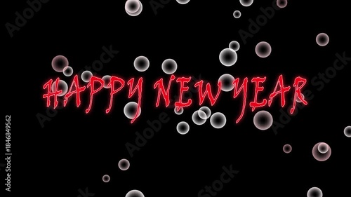 Happy New Year  lettering animation. Christmas celebration concept. Animated text with sparkling effects, gold shining sparkling 4k
