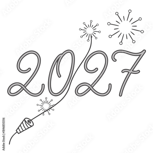Fireworks sparkler writing 2027 numbers new year