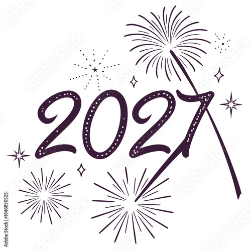 Of 2027 digits drawn with sparklers and fireworks year