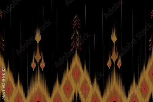 abstract red background Ikat abstract ethnic art seamless pattern vintage style wallpaper, set, geometric, oriental, fabric, clothing, print, ornament, Aztec geometric, furniture