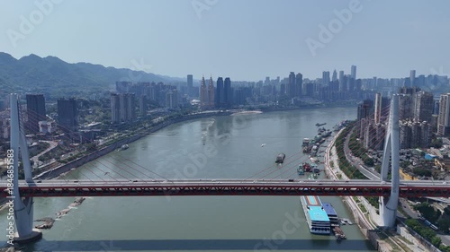 Dongshuimen Bridge Chongqing Yangtze River Aerial View