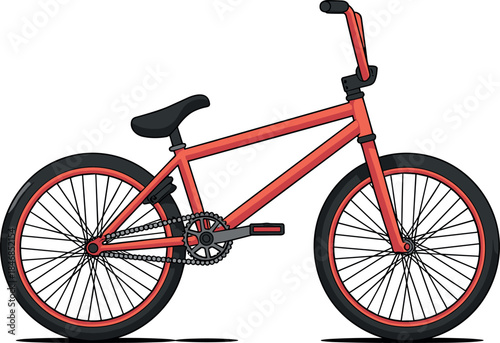 Red BMX Stunt Bicycle Flat Vector Illustration