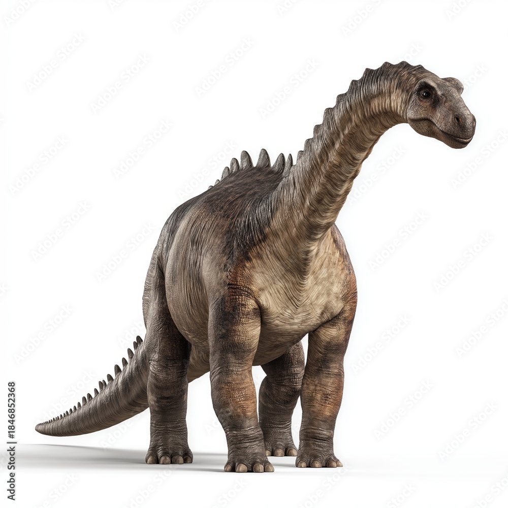 Fototapeta premium Realistic Apatosaurus Brontosaurus On White Background