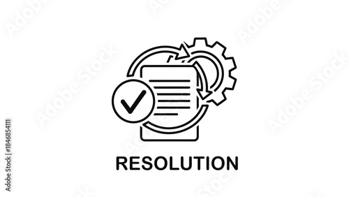 Modern business solution with document and gear