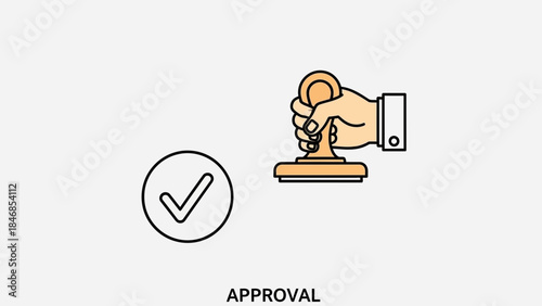 Business approval concept with hand stamping and checkmark