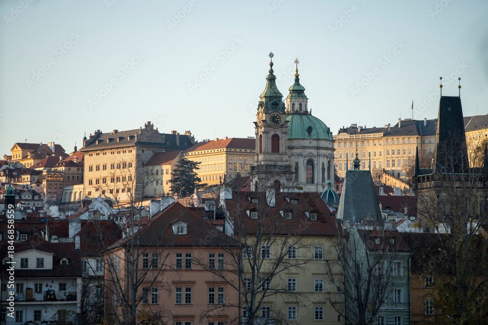 Obraz premium Historic Prague scenery along the Vltava River