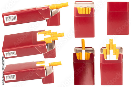 cigarette box color red isolated on white background