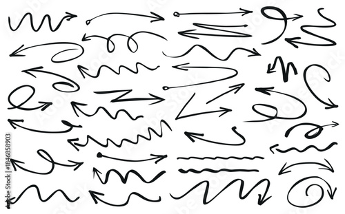 Set of black arrows. Hand-drawn arrows designed for presentations and workflow.