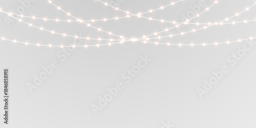 Atmospheric christmas light garland png with warm glow, festive decoration, transparent overlay for design