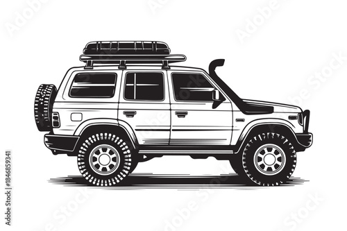 A classic off-road suv with snorkel and roof rack ready for adventure