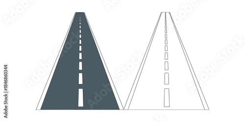Road perspective coloring page Vector illustration