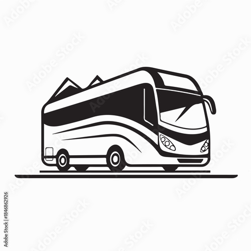 Modern tour bus symbol stylized icon for logo isolated on white background