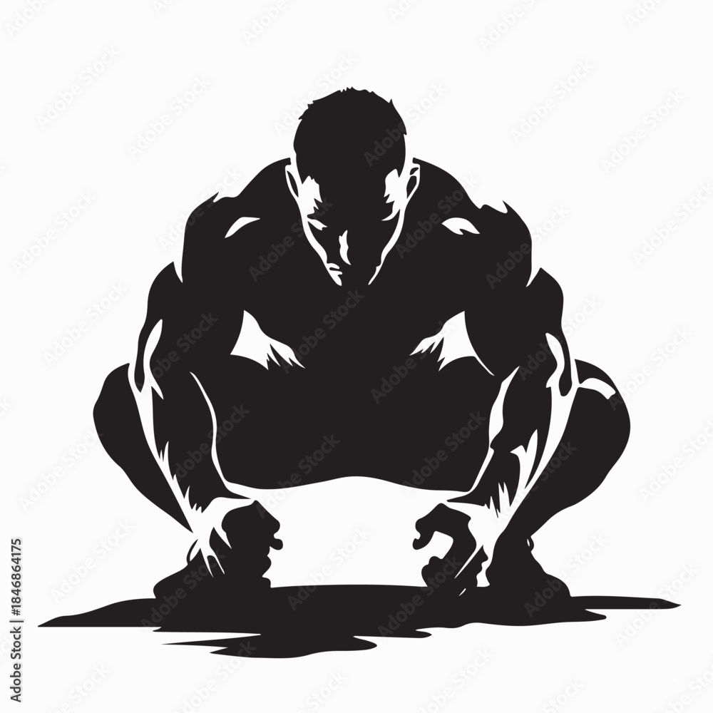 Fototapeta premium Wrestler Silhouette Vector Art, Icons, and Graphics on white background