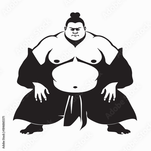 Sumo wrestler silhouette Image Vector on White Background