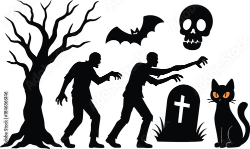 silhouette of a cat and a dog