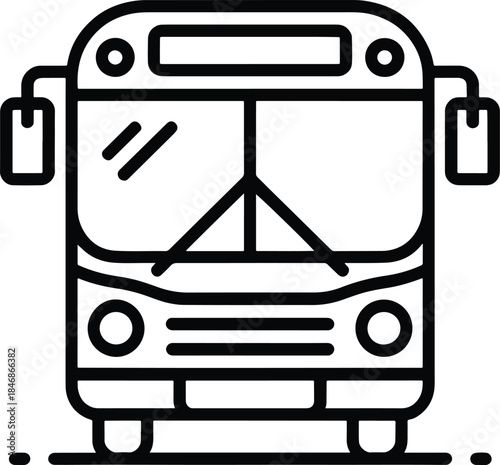 Black and white bus icon illustration