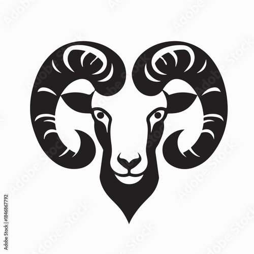 Aries Zodiac Goat Head Logo Design Vector on White Background