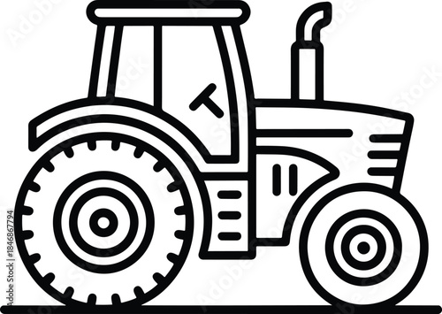 Black and White Tractor Agriculture Icon