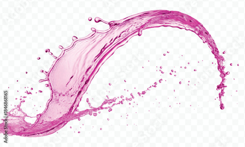 dynamic smooth liquid fresh water splash with drops in mid air cut out and curve style isolated on white background