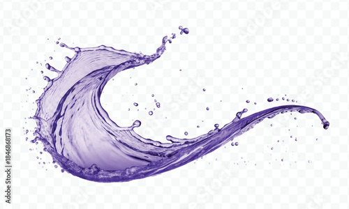 dynamic smooth liquid fresh water splash with drops in mid air cut out and curve style isolated on white background