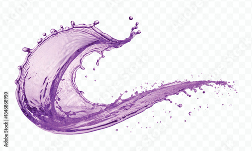 dynamic smooth liquid fresh water splash with drops in mid air cut out and curve style isolated on white background