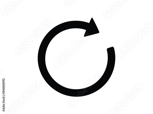 A simple black circular arrow pointing to the right representing a cycle