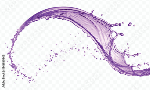 dynamic smooth liquid fresh water splash with drops in mid air cut out and curve style isolated on white background