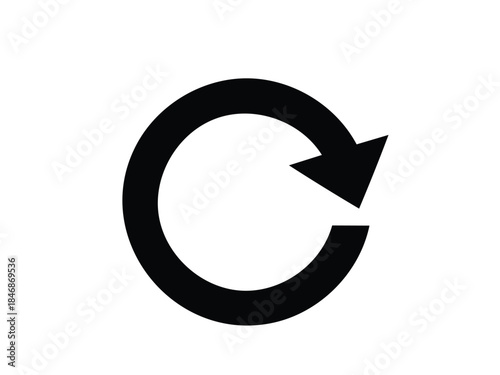 Simple black circular arrow icon with a clockwise rotation direction shown