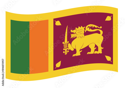 Sri Lanka flag waving vector, flat minimal national banner

