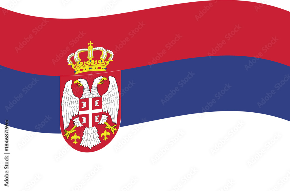 Obraz premium Serbia flag waving vector, flat minimal national banner
