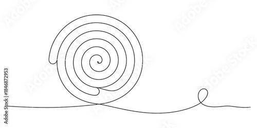 A continuous line art drawing of a minimalist snail figure with a spiral shell Vector, illustration